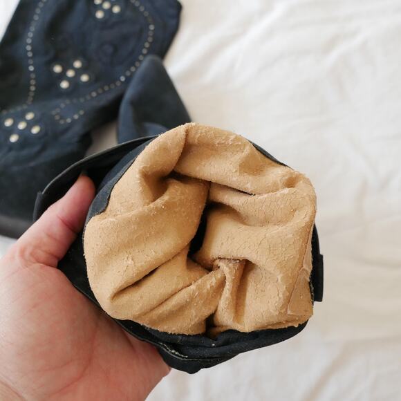 vintage cowboy boot Italian made navy suede leather studded embroidered - Picture 5 of 10